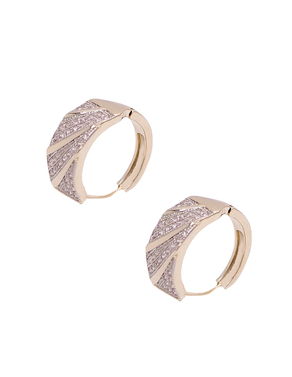 Aretes corto circular de acero con acabado chapa de oro zirconia 3