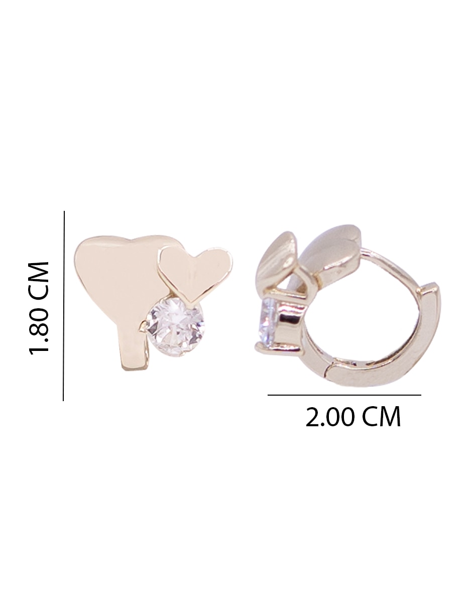 Aretes corto redonda de acero inoxidable con acabado chapa de oro zirconia 2