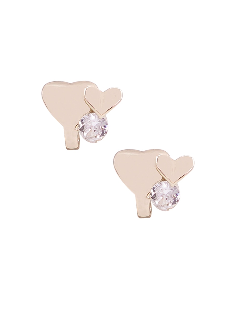 Aretes corto redonda de acero inoxidable con acabado chapa de oro zirconia