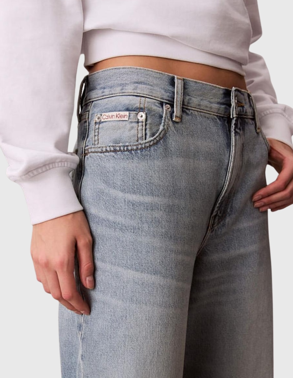 Jeans regular straight 47f715g corte media cintura para mujer 2