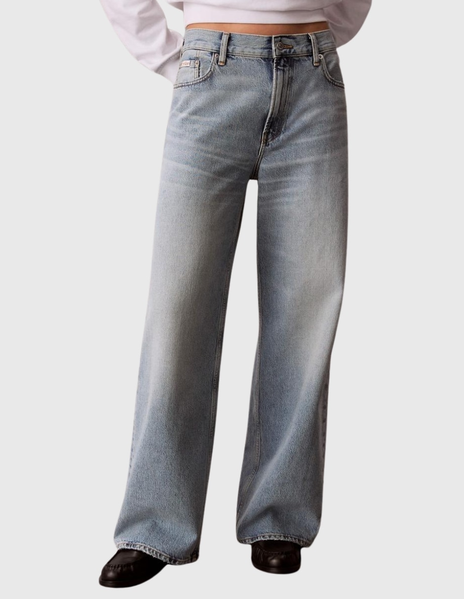 Jeans regular straight 47f715g corte media cintura para mujer