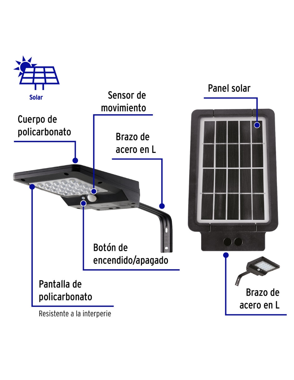 Lámpara solar Volteck Lait led Suburbano Solar