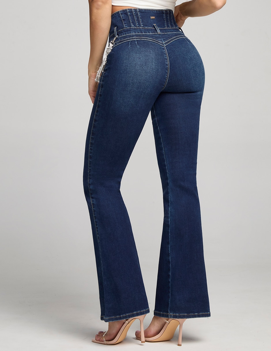 Jeans regular acampanado seven jeans 9774stob corte cintura alta para mujer