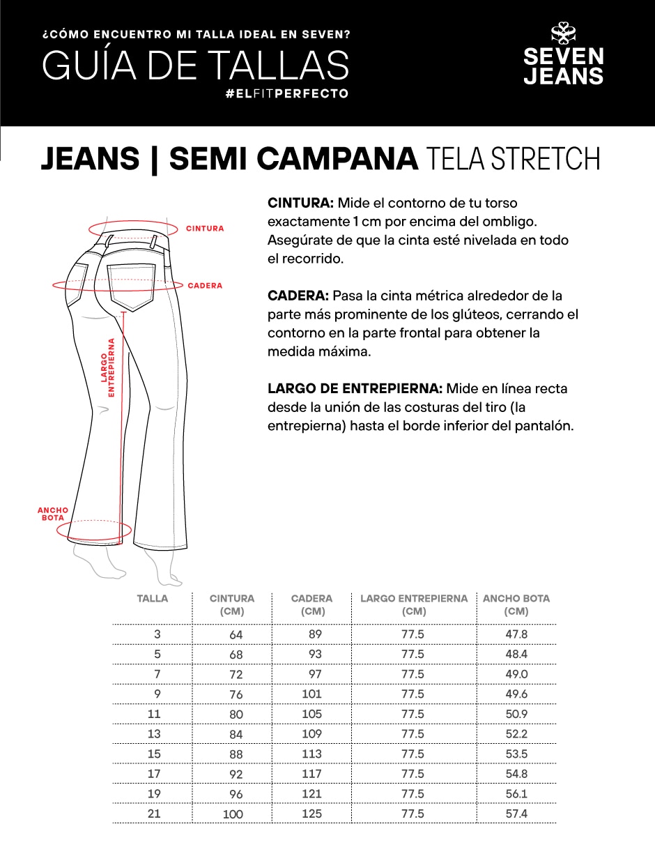 Jeans regular acampanado seven jeans 9774stob corte cintura alta para mujer