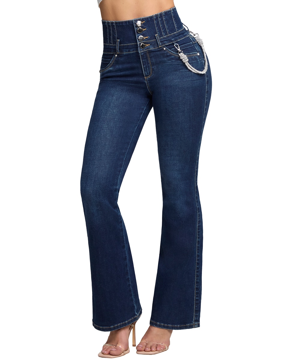 Jeans regular acampanado 9774stob corte cintura alta para mujer
