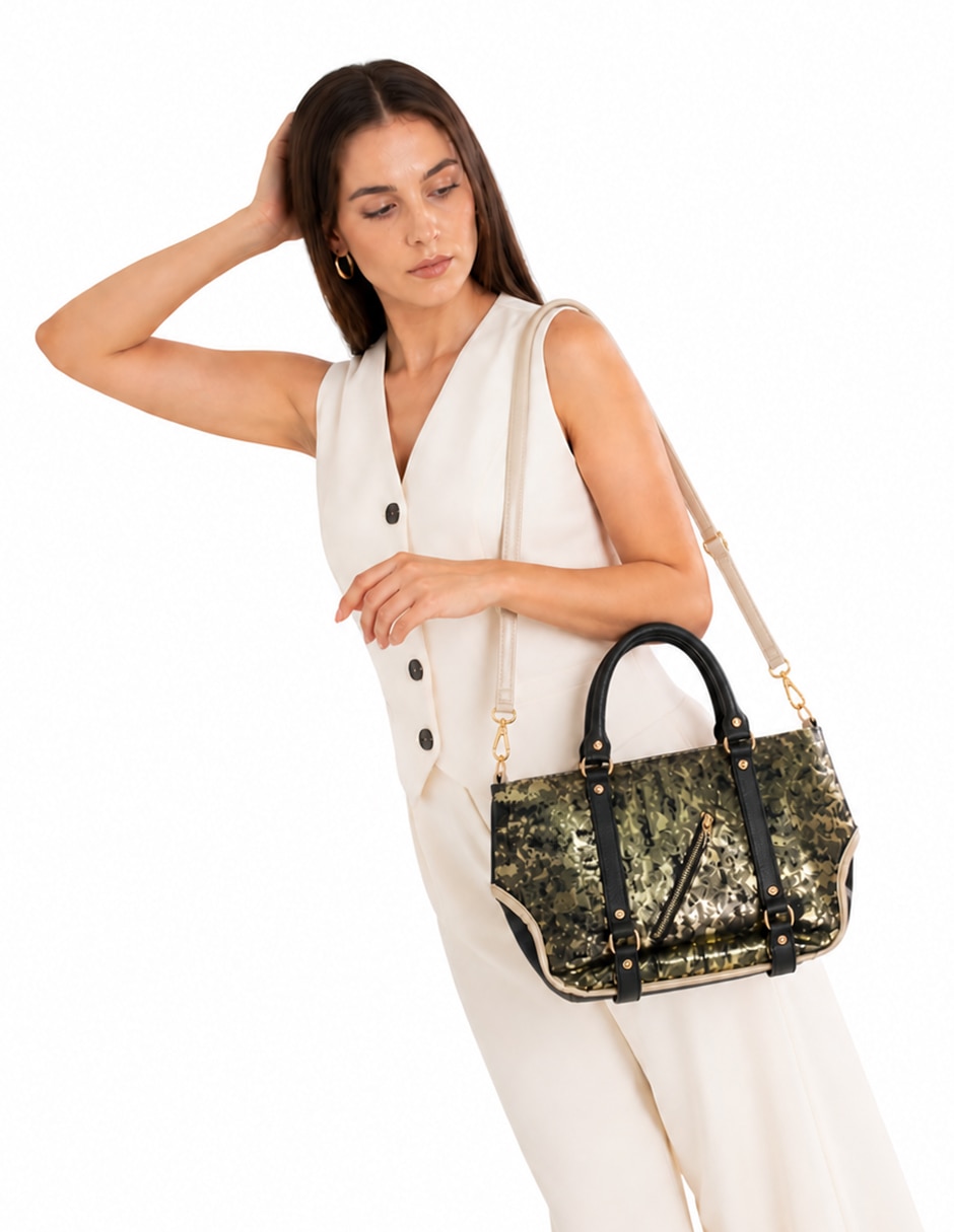 Bolsa tote altura siete de piel para mujer