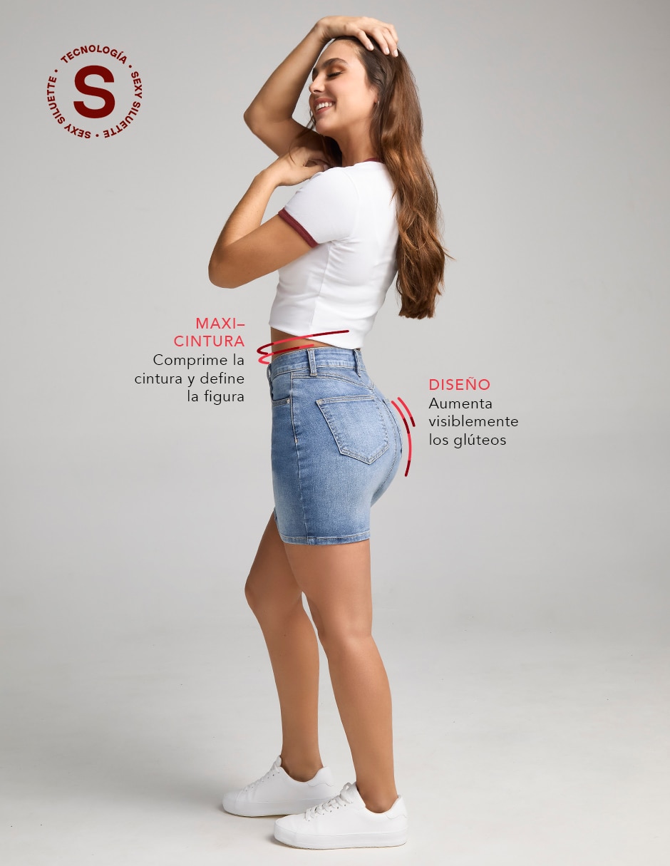 Short mini seven jeans a la cintura alta