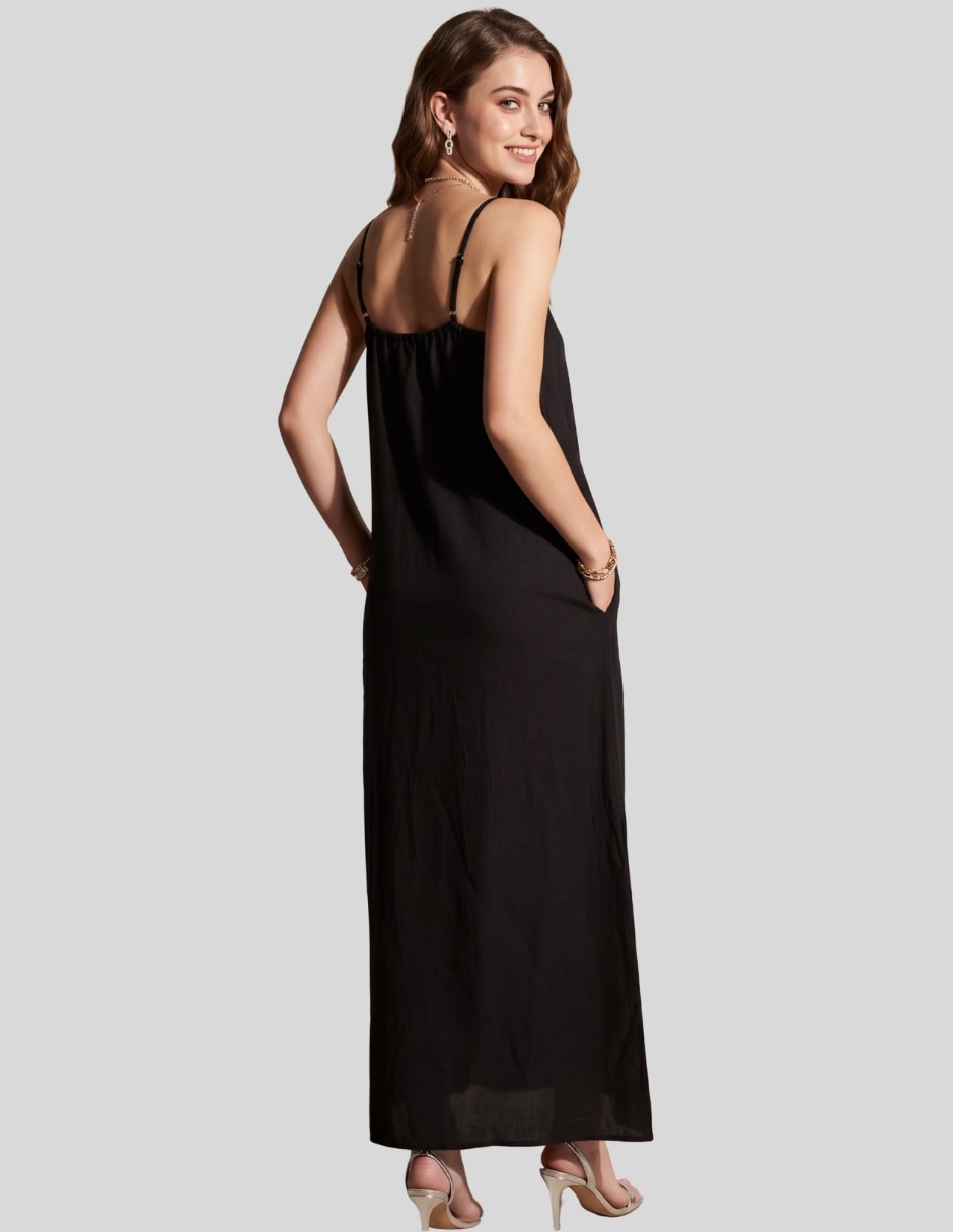 Vestido largo largo casual vestido largo satinado mujer para mujer 5