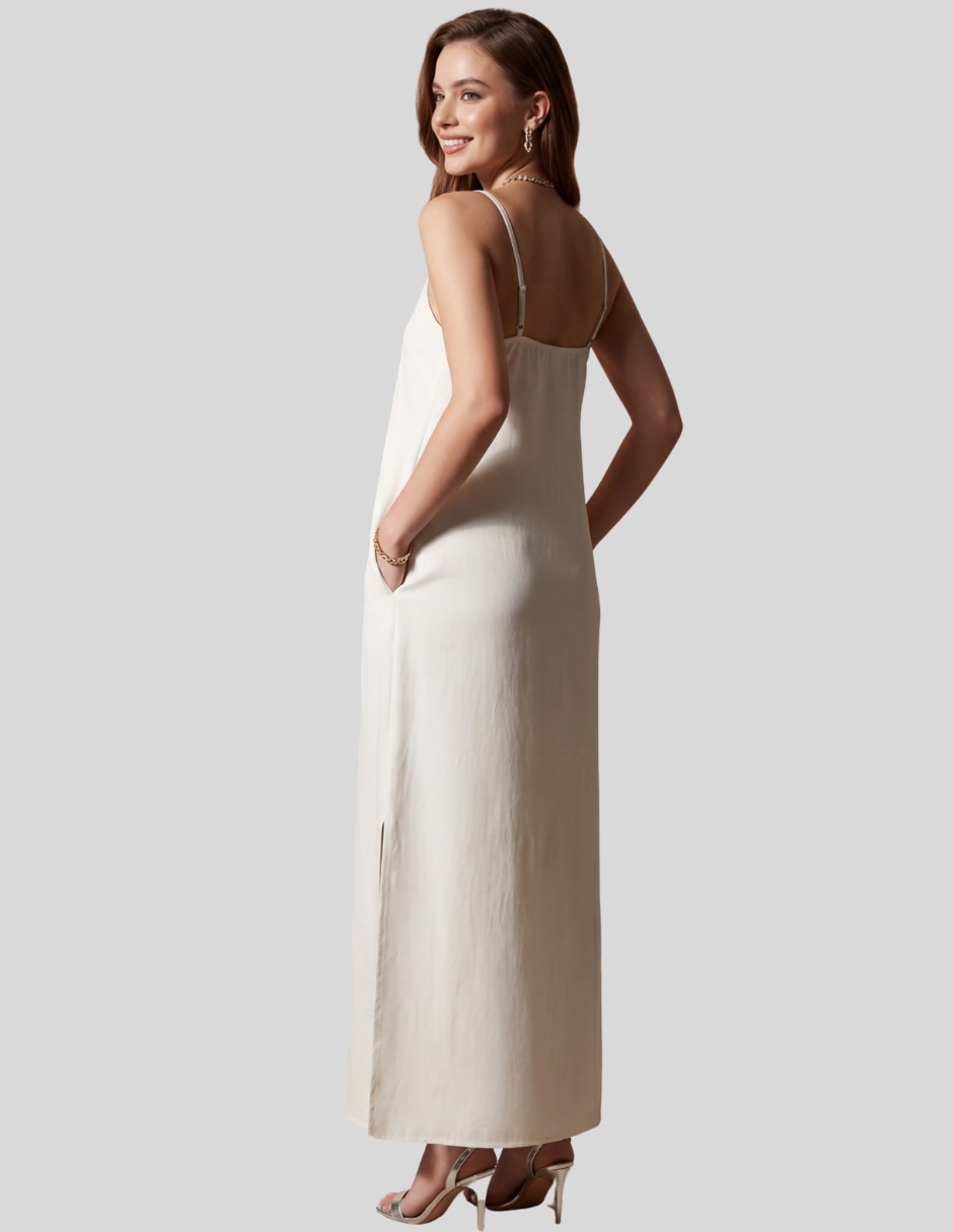 Vestido largo largo casual vestido largo satinado mujer para mujer 5