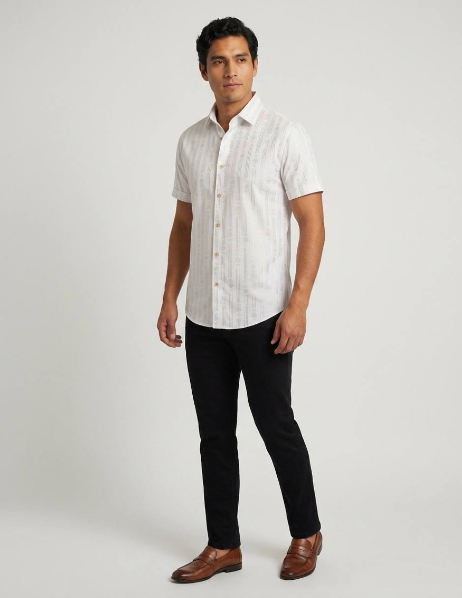 Camisa casual pavini manga corta para hombre