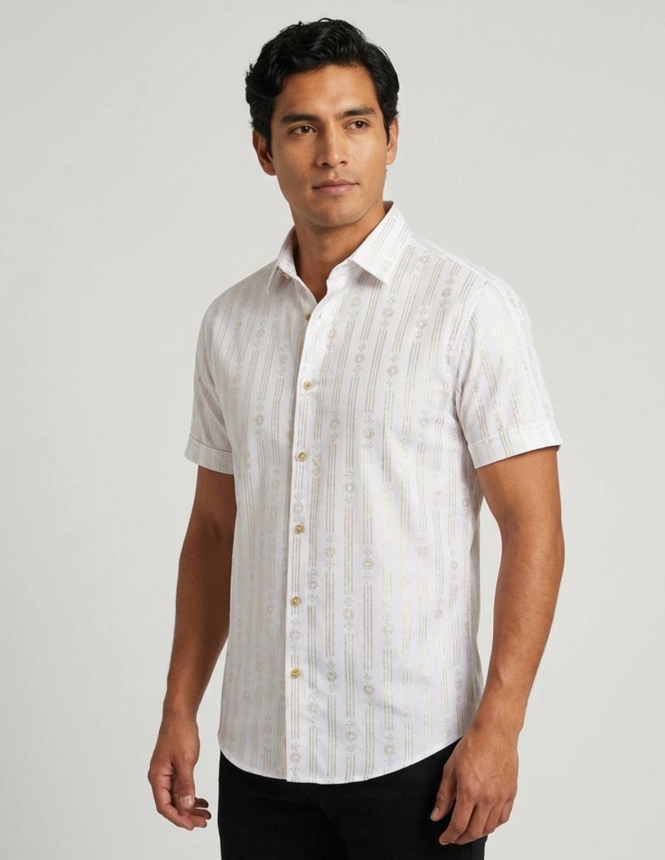 Camisa casual pavini manga corta para hombre