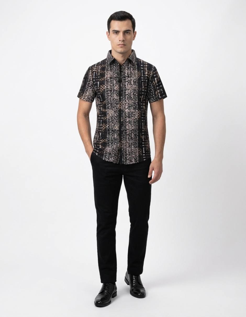 Camisa casual pavini manga corta para hombre