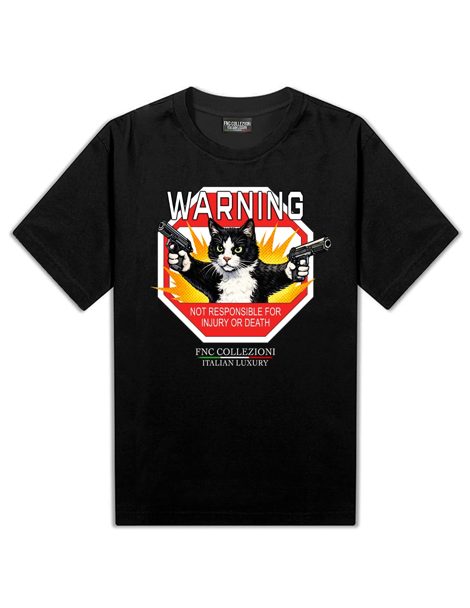 Playera fnc collezioni warning danger cat cuello redondo para hombre