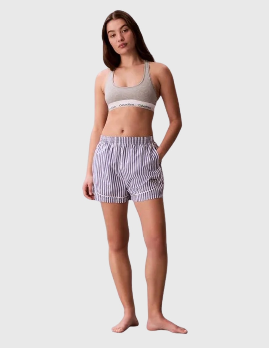 Short pijama mujer a rayas de algodón para mujer 3