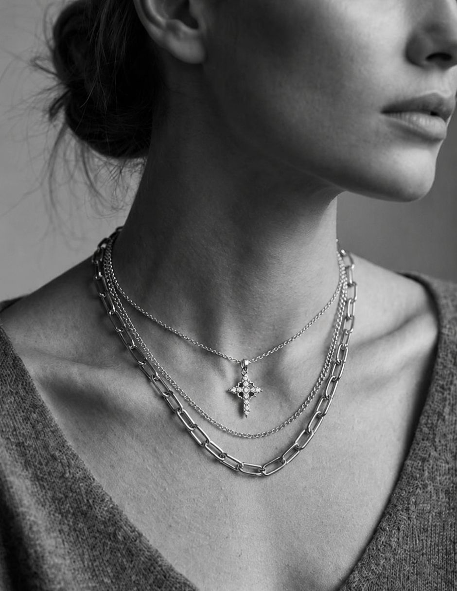 Collar con dije cruz moon de oro laminado 10 k