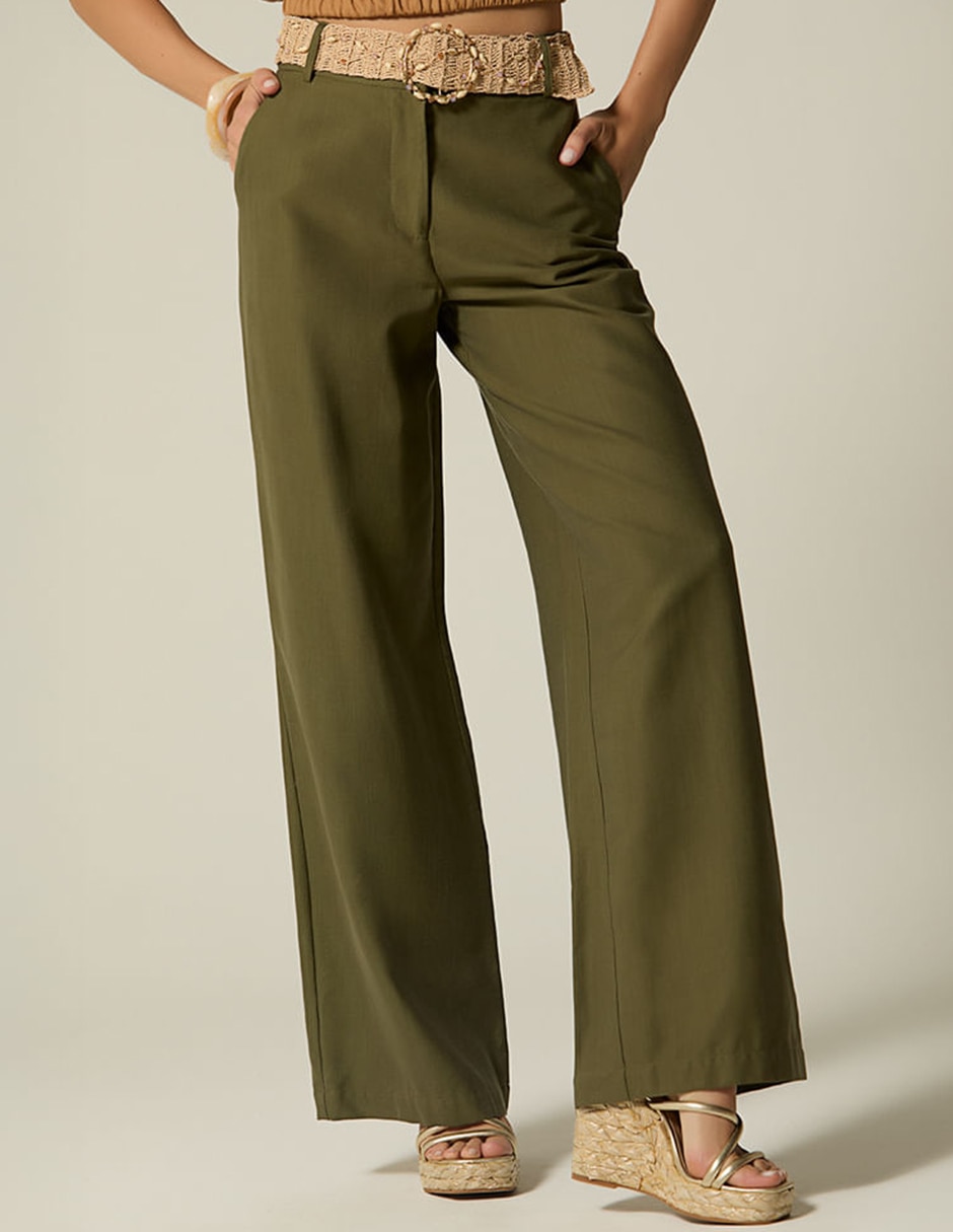 Pantalón regular palazzo para mujer