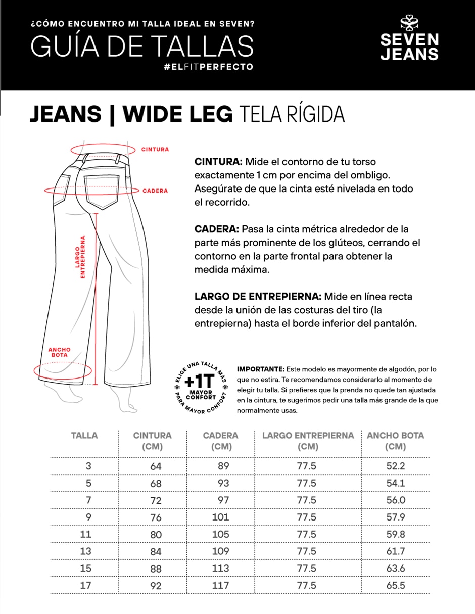 Jeans regular wide leg seven jeans 4232stcli corte cintura alta para mujer