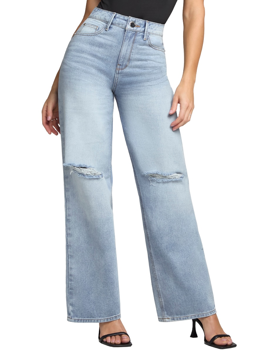 Jeans regular wide leg 4232stcli corte cintura alta para mujer
