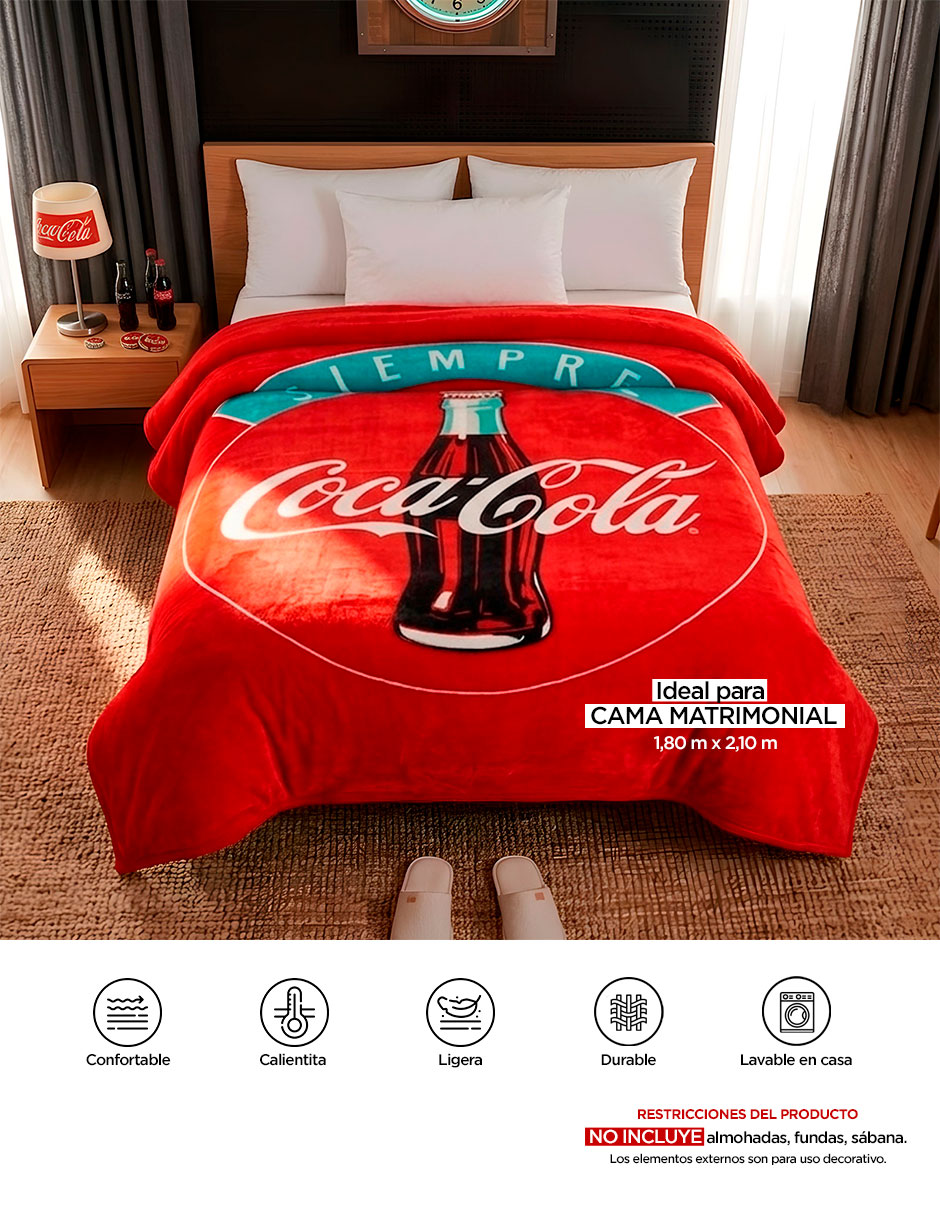 Cobertor coca-cola providencia serenity siempre estampado logo