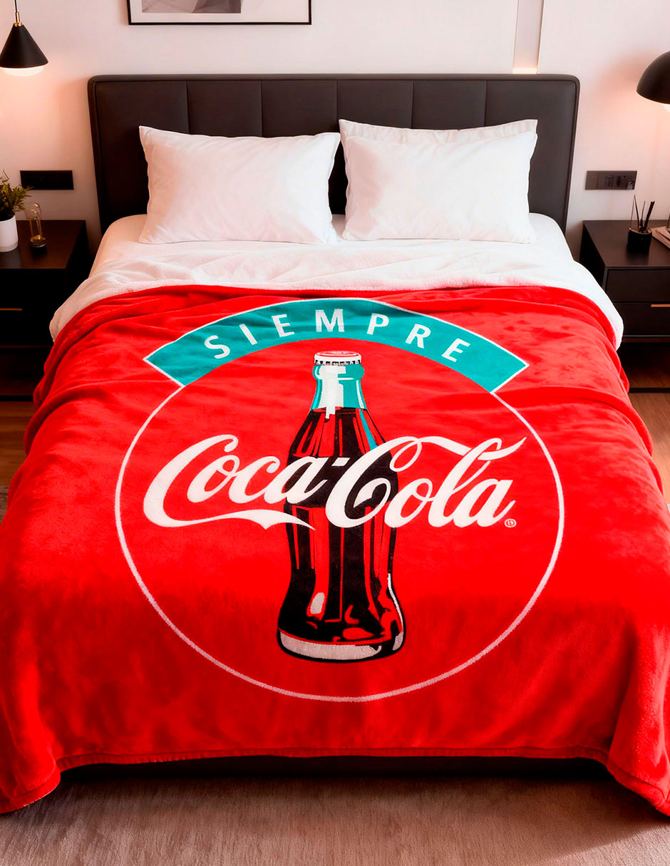 Cobertor coca-cola providencia serenity siempre estampado logo