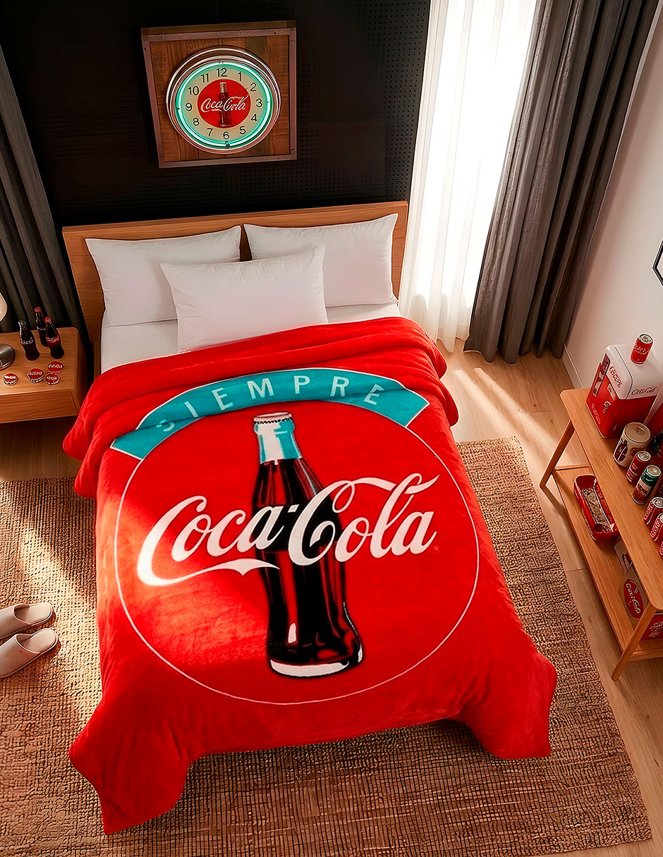 Cobertor coca-cola providencia serenity siempre estampado logo