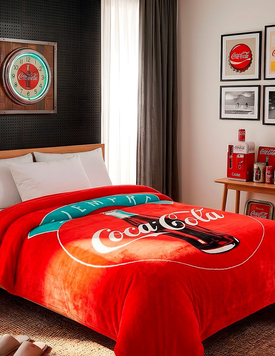 Cobertor coca-cola providencia serenity siempre estampado logo