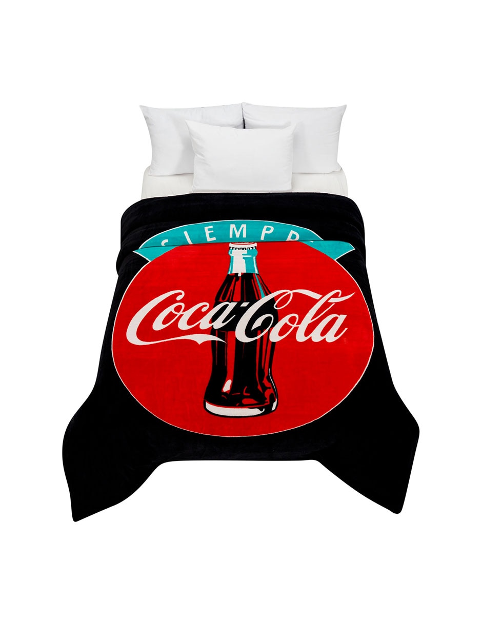 Cobertor coca-cola serenity siempre black estampado logo