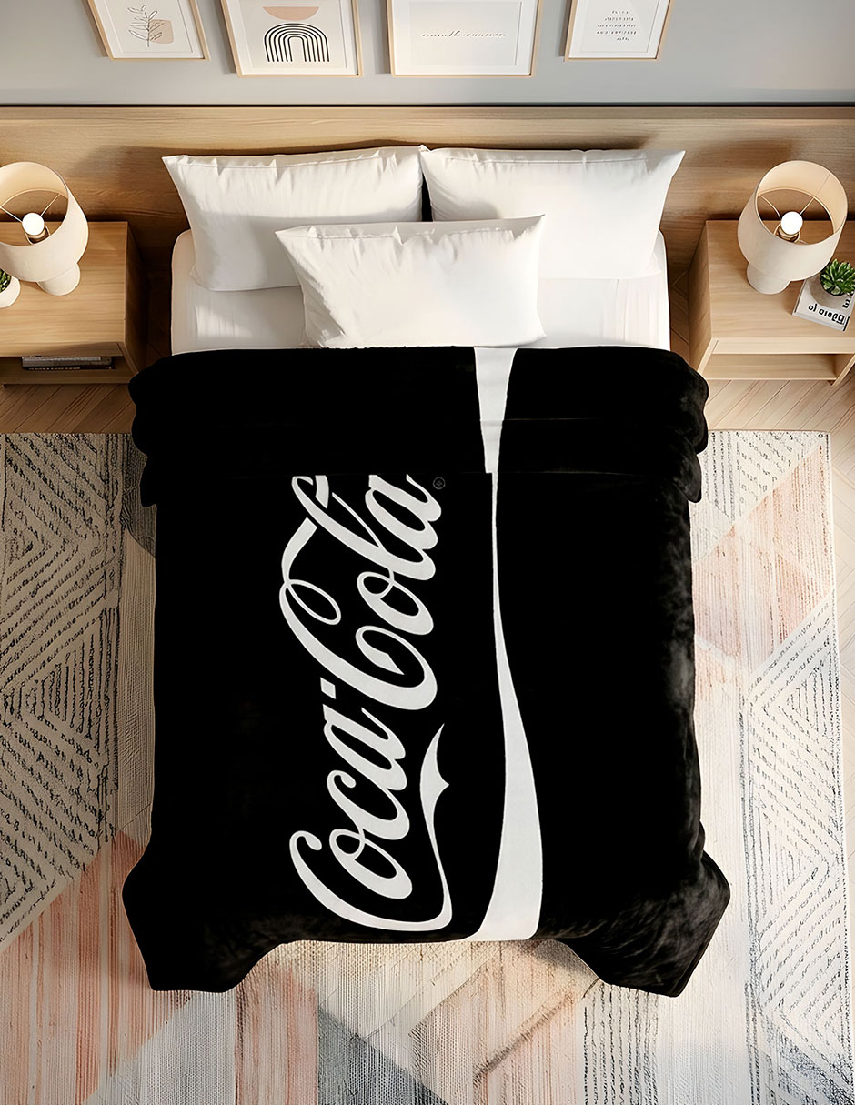 Cobertor coca-cola serenity black estampado logo 4