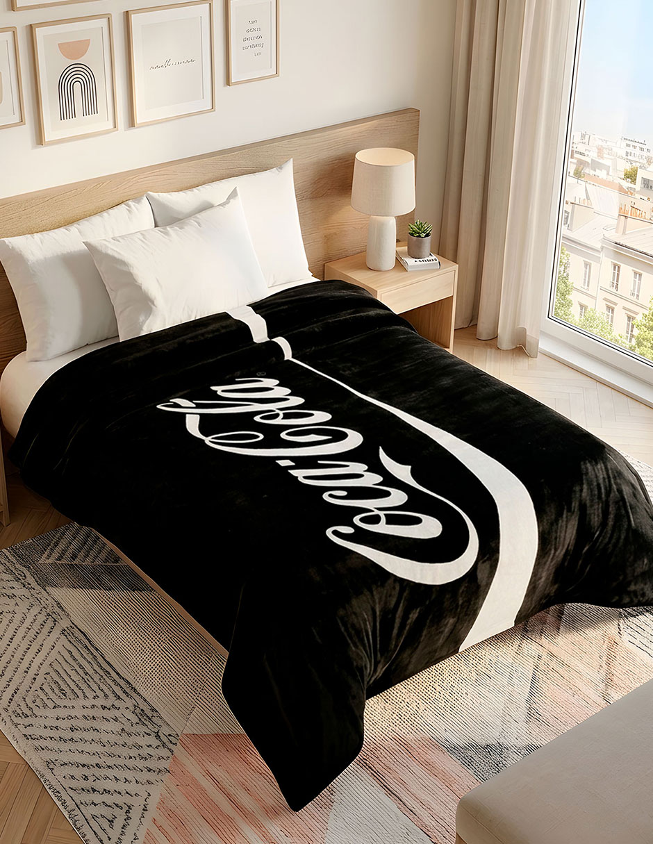 Cobertor coca-cola serenity black estampado logo 5