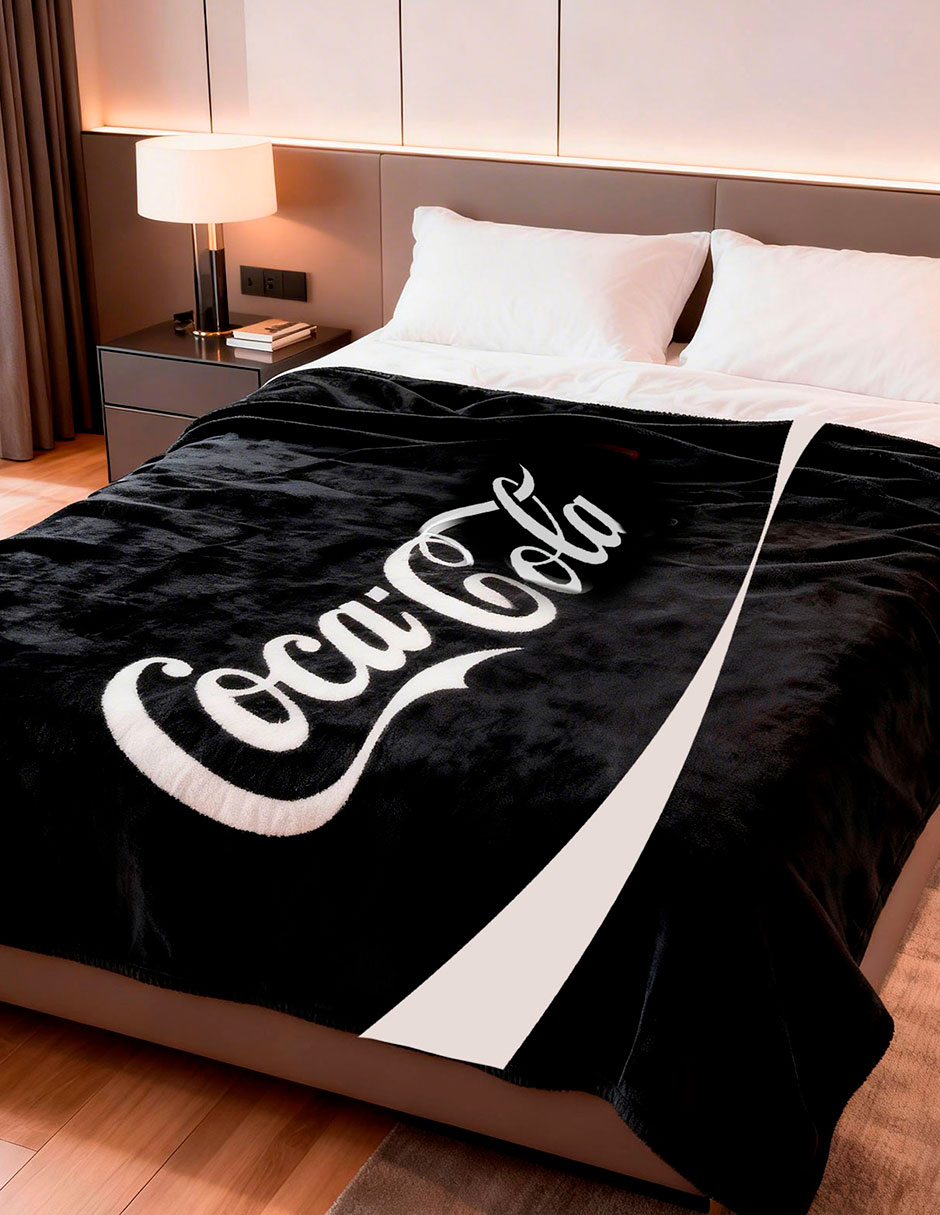 Cobertor coca-cola serenity black estampado logo 7