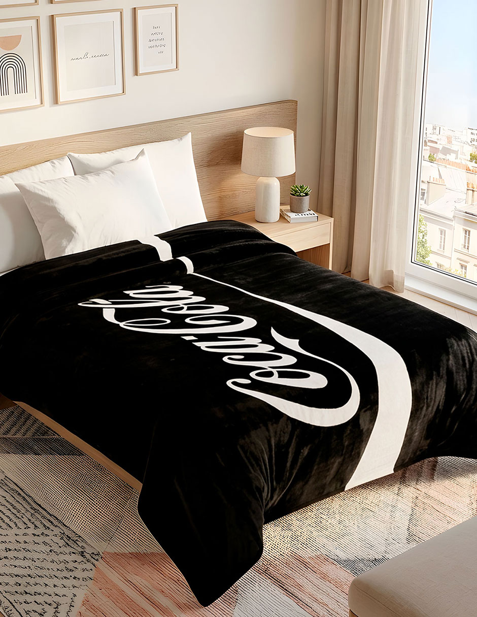 Cobertor coca-cola serenity black estampado logo 9