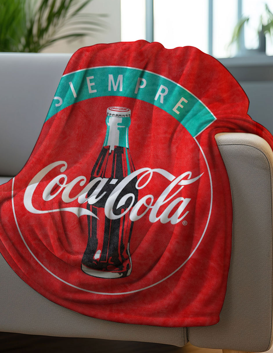 Cobertor coca-cola providencia frazada siempre estampado logo