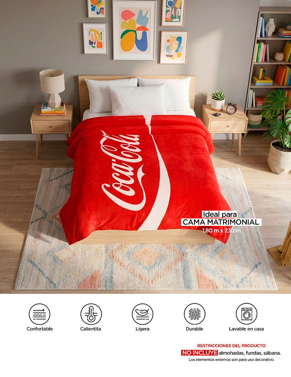 Cobertor coca-cola providencia serenity red estampado logo