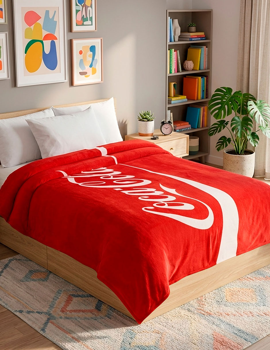 Cobertor coca-cola providencia serenity red estampado logo