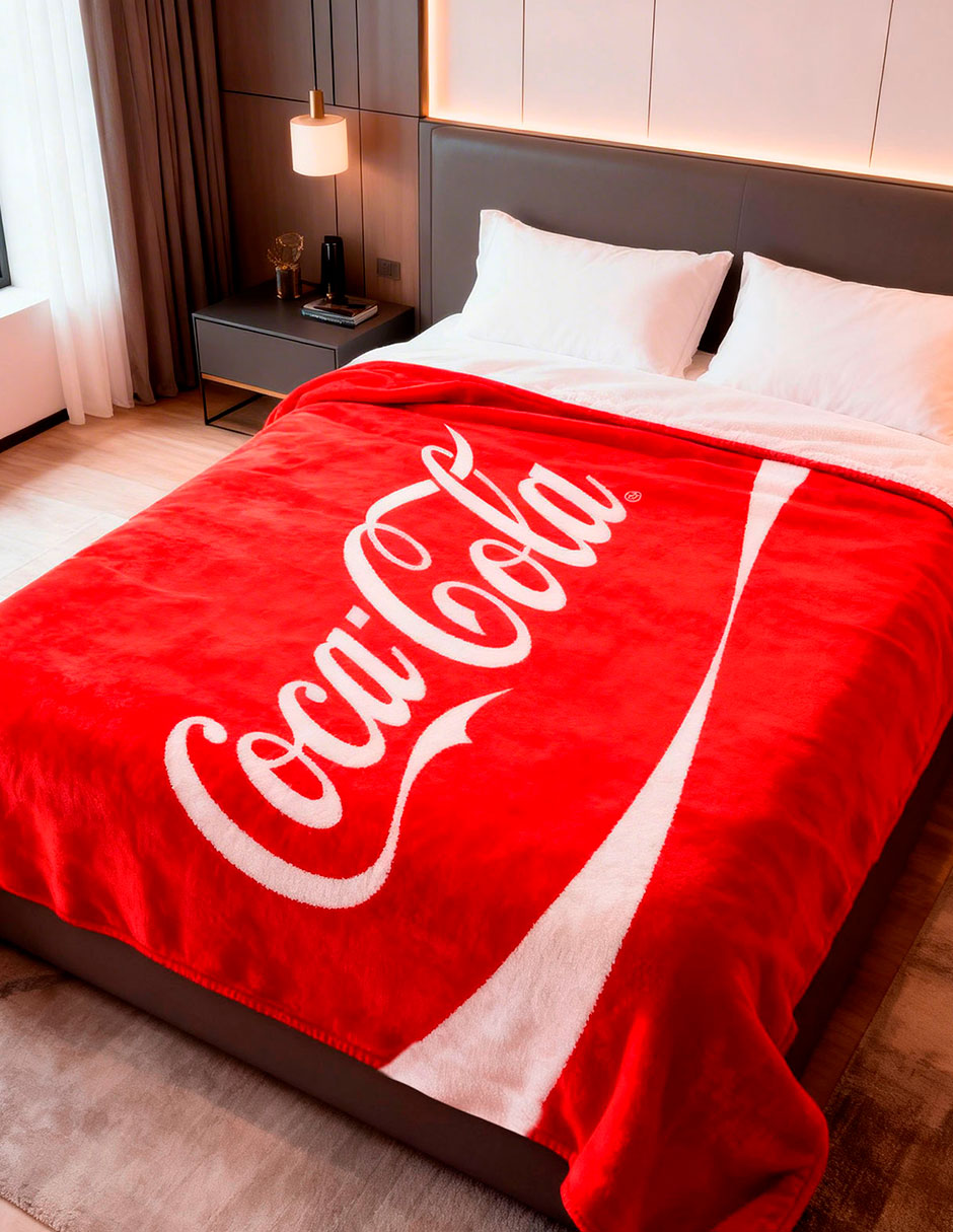 Cobertor coca-cola providencia serenity red estampado logo