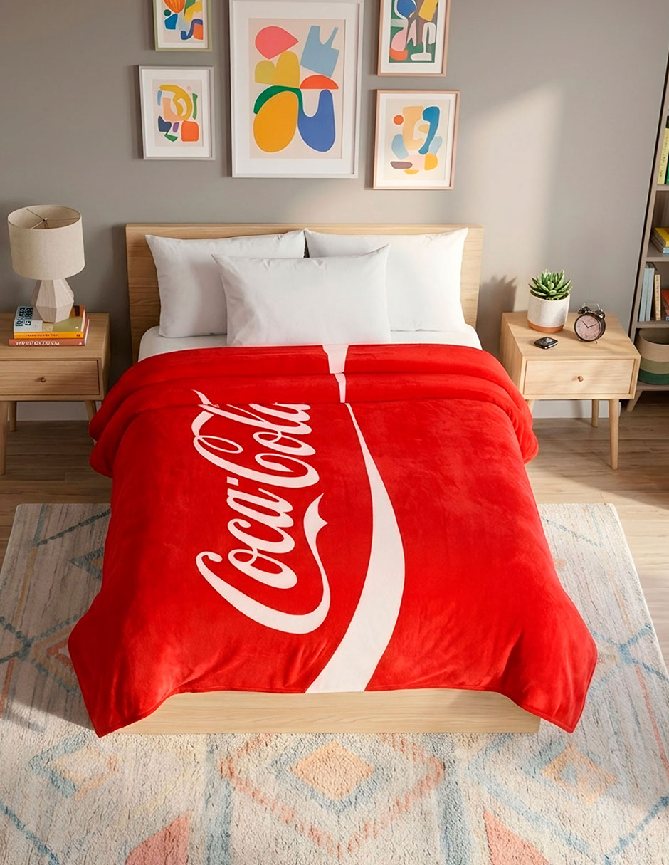 Cobertor coca-cola providencia serenity red estampado logo