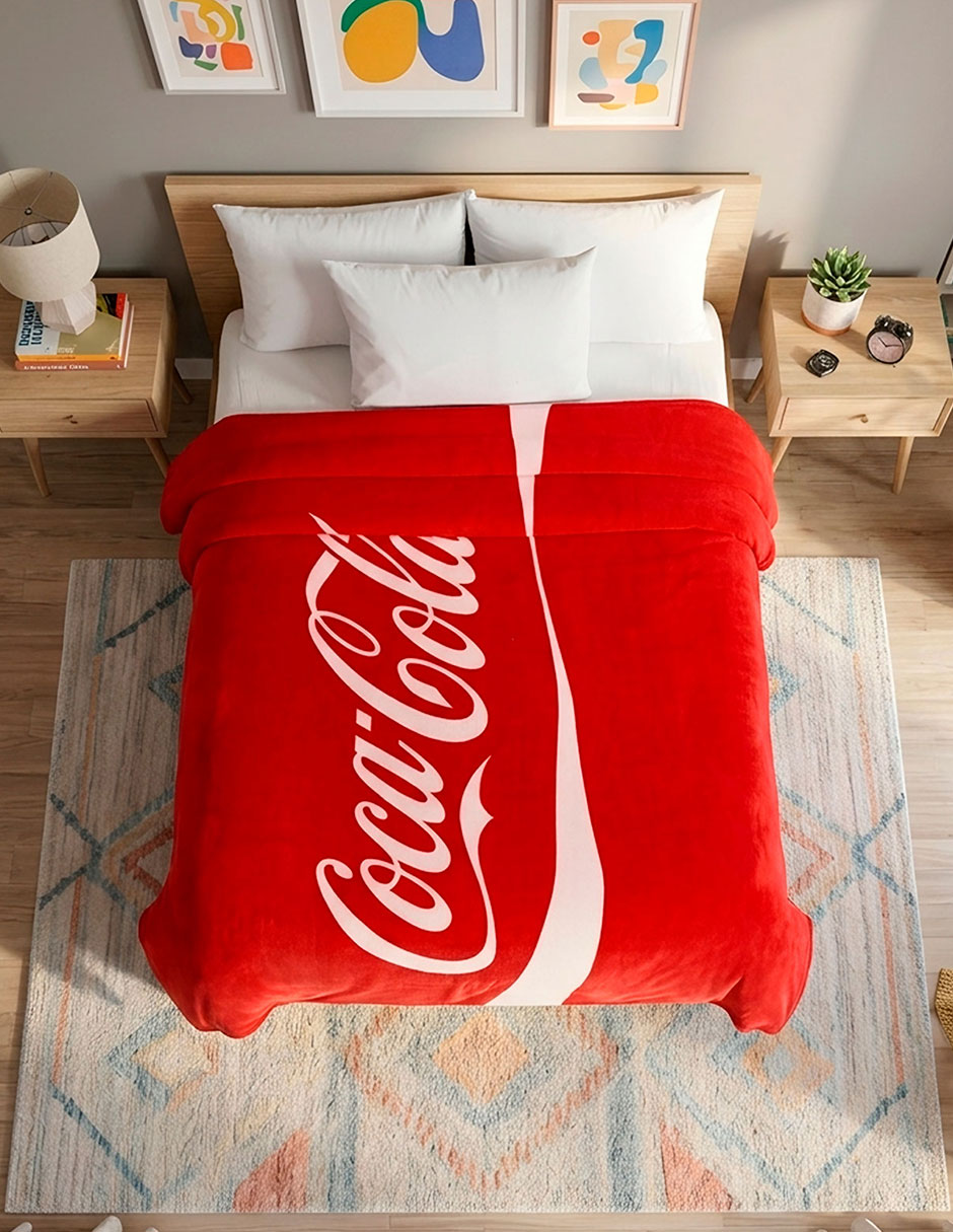 Cobertor coca-cola providencia serenity red estampado logo