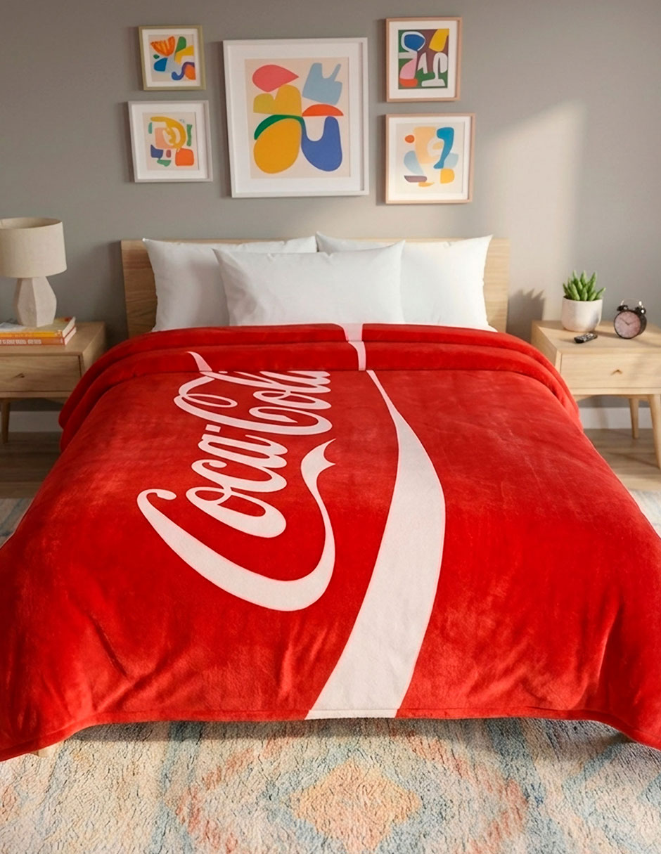 Cobertor coca-cola providencia serenity red estampado logo