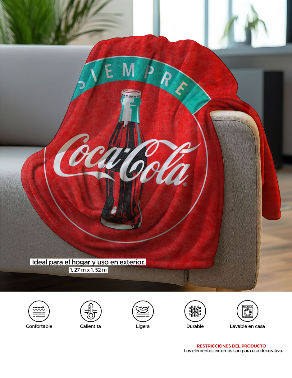 Cobertor Coca-Cola Providencia Frazada Red estampado Logo