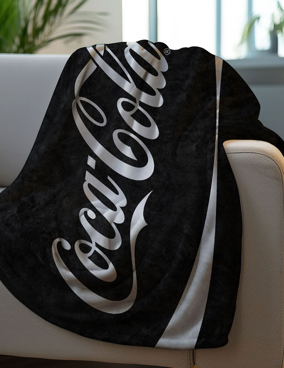 Cobertor coca-cola providencia frazada black estampado logo
