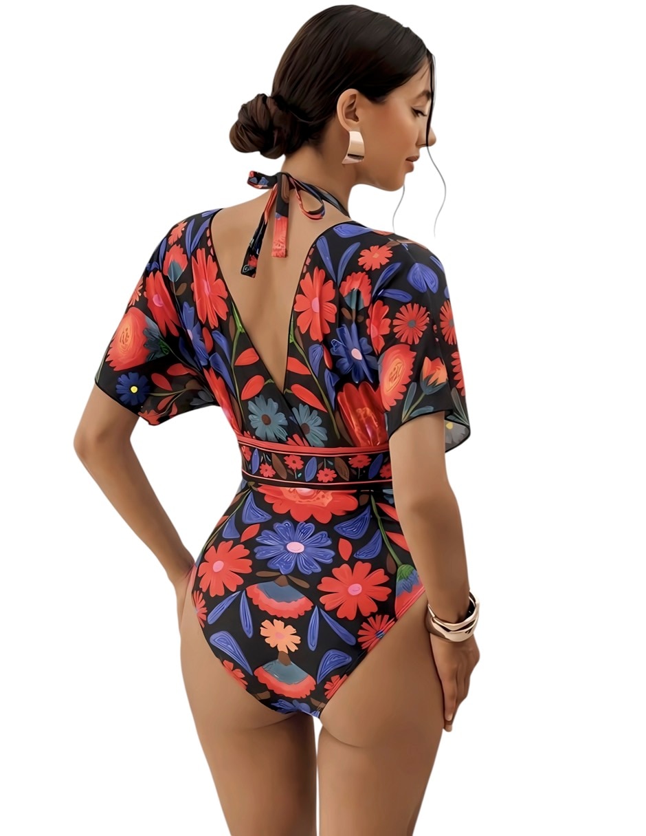 Traje de baño completo shapely estampado floral para mujer