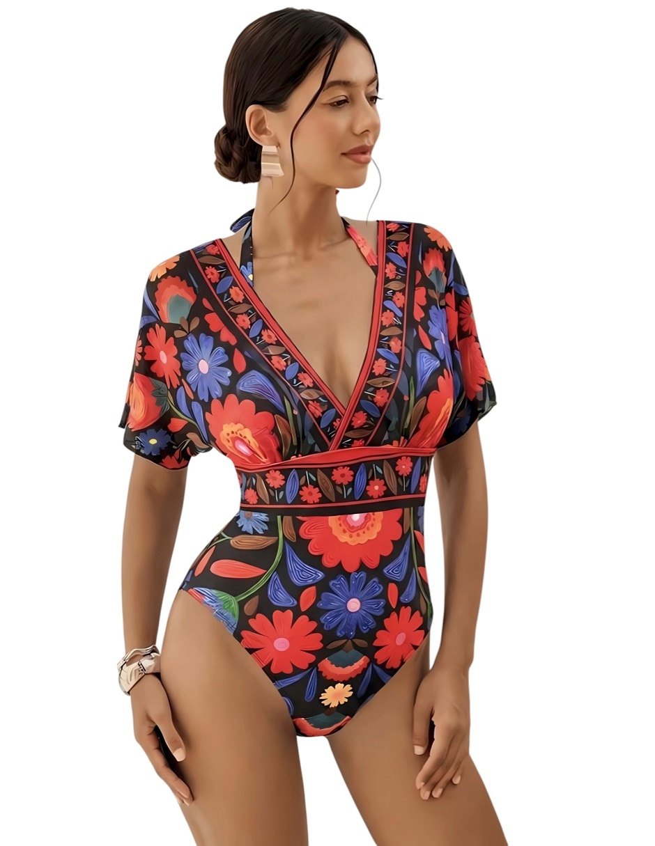 Traje de baño completo estampado floral para mujer Traje de baño completo estampado floral para mujer