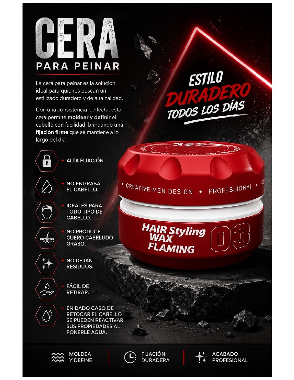 Cera para cabello para cabello todo tipo fijar 3