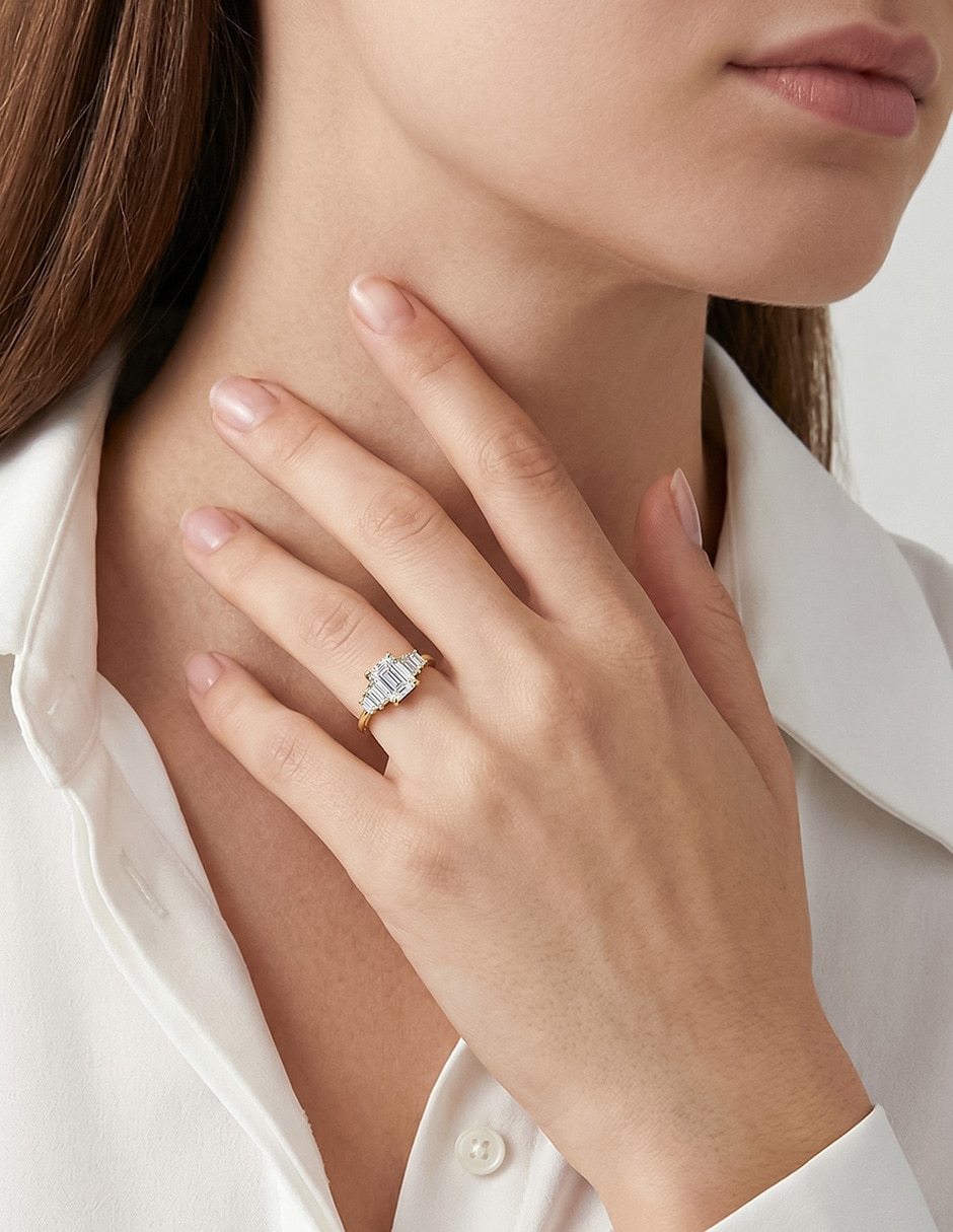 Anillo de compromiso de Oro 14 k ABBA JOYAS Zirconia