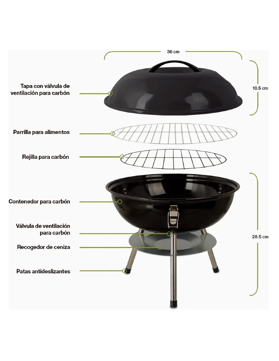 Asador carbón genérica 10866gu acero inoxidable