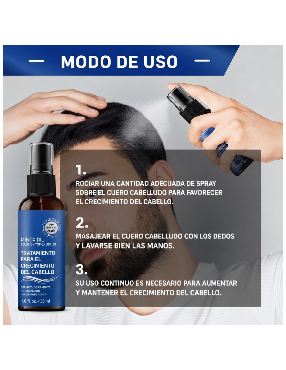 Set capilar genérica tratamiento capilar minoxidil al 5% en spray para el crecimiento de barba y cabello para todo tipo 1 pieza