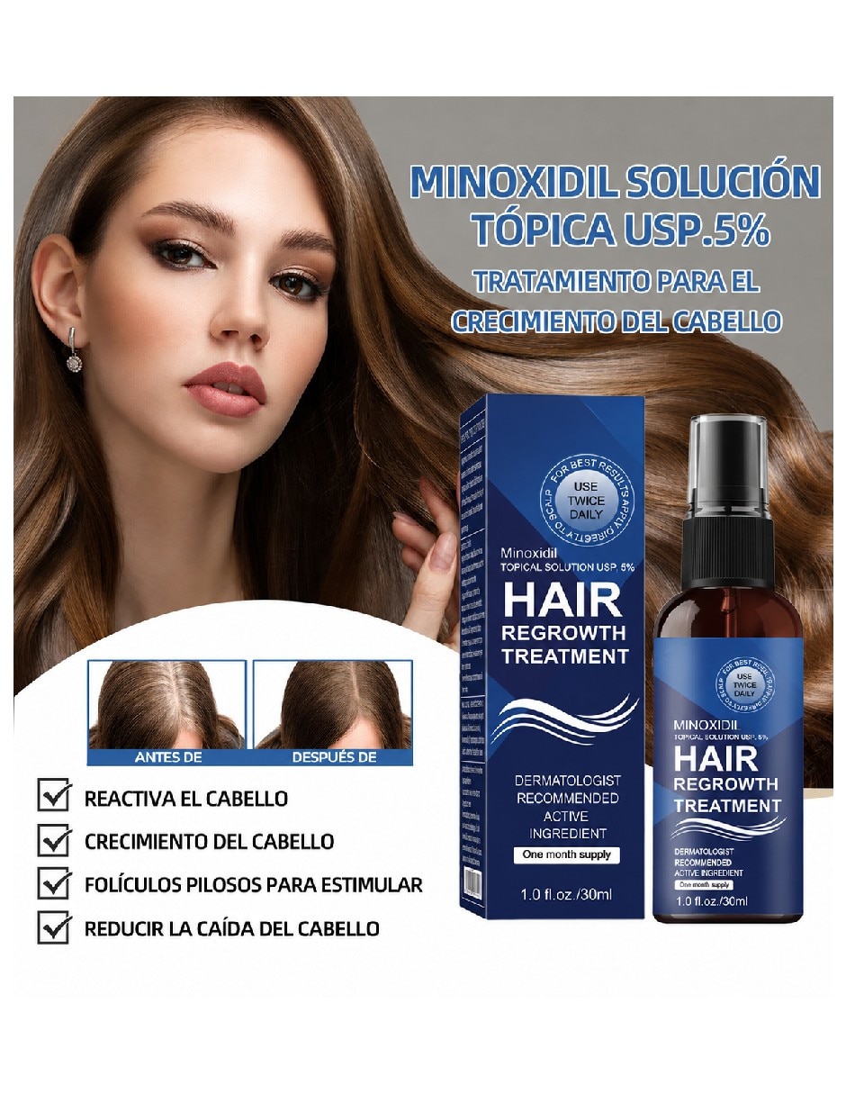 Set capilar genérica tratamiento capilar minoxidil al 5% en spray para el crecimiento de barba y cabello para todo tipo 1 pieza