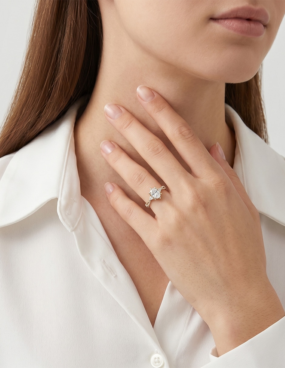 Anillo de compromiso de Oro 14 k Zirconia 3