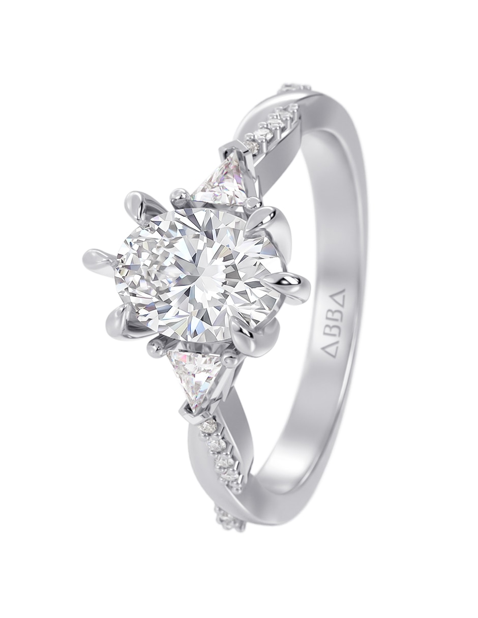 Anillo de compromiso de Oro 14 k Zirconia 5