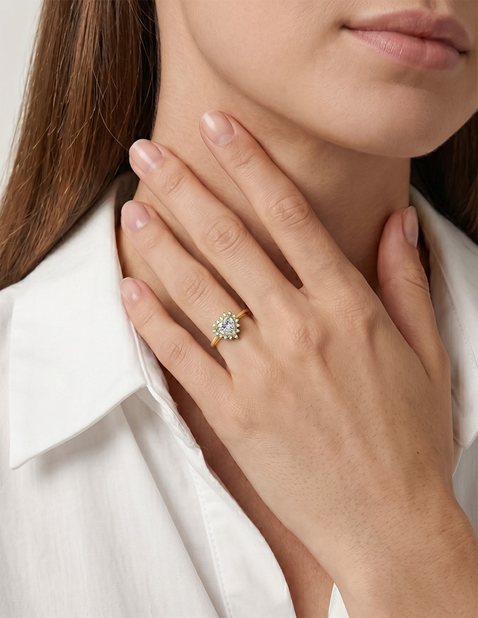 Anillo de compromiso de Oro 14 k ABBA JOYAS Zirconia